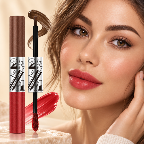 2-in-1 Dual-Ended Peel-Off Brow & Lip Tint Gel — Fluffy Brows & Lasting Lip Color