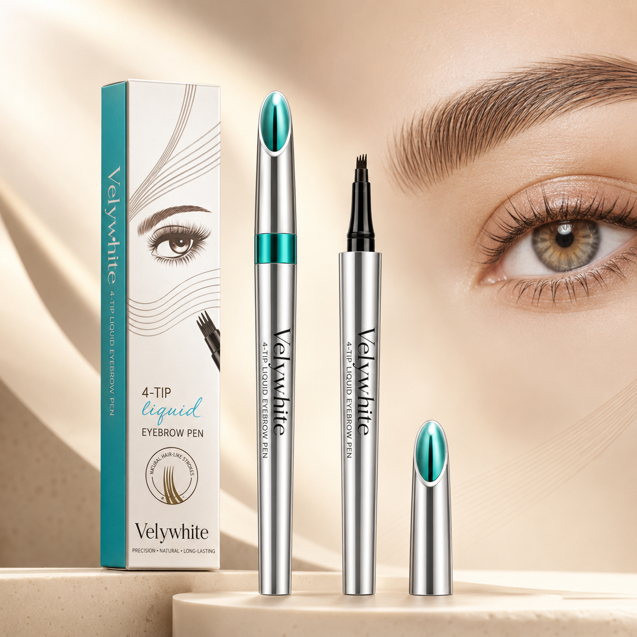 Velywhite 4-Tip Microblading Eyebrow Pen – Natural Hair-Like Brows That Last