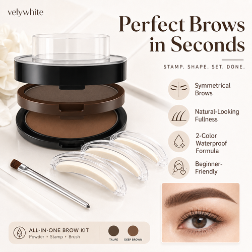 ✨ 2-Color Waterproof Eyebrow Stamp Kit — Symmetrical Brows in Seconds
