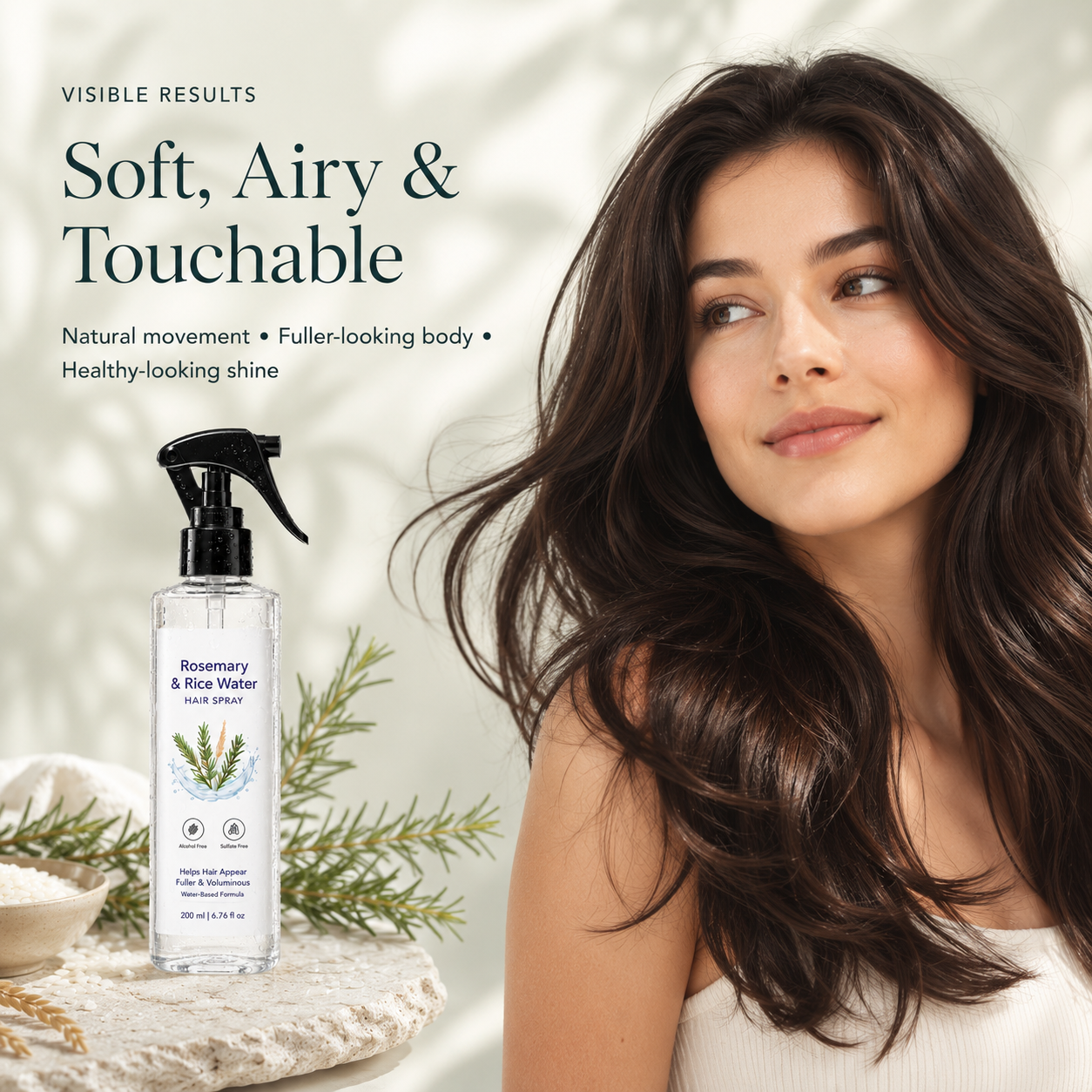 Rosemary & Rice Water Hair Spray – Fuller, Thicker-Looking Hair, Less Breakage & Weightless Leave-In Nourishment