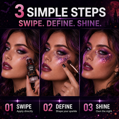Misspone Halloween Glitter Stick for Face, Hair & Body – Easy Swipe-On Festival & Party Sparkle Makeup