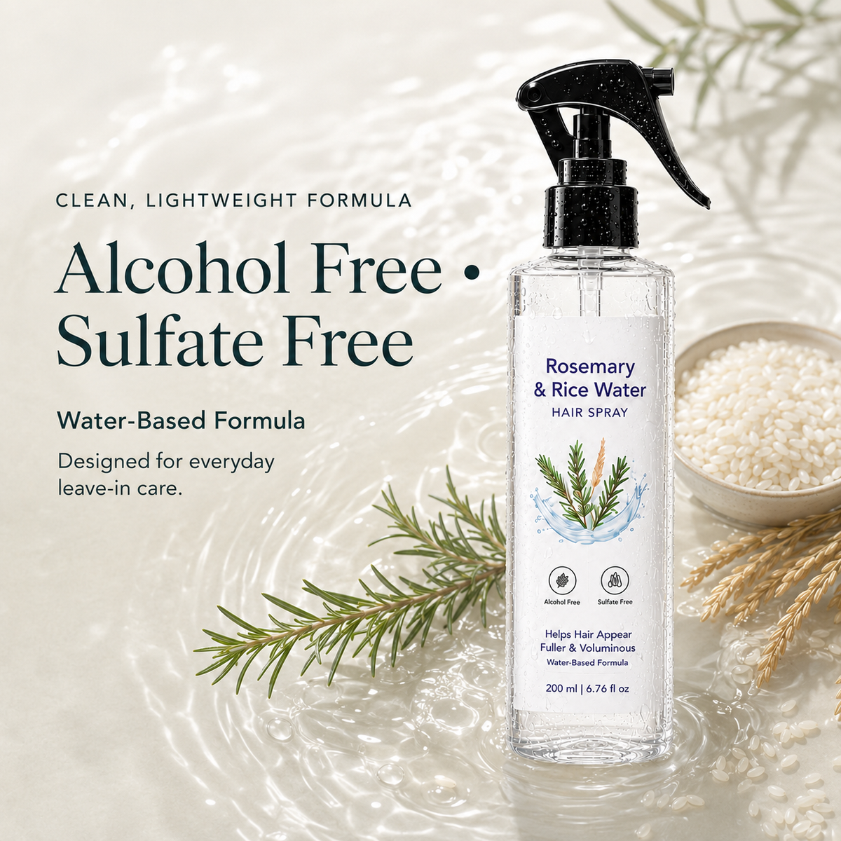 Rosemary and rice water hair spray