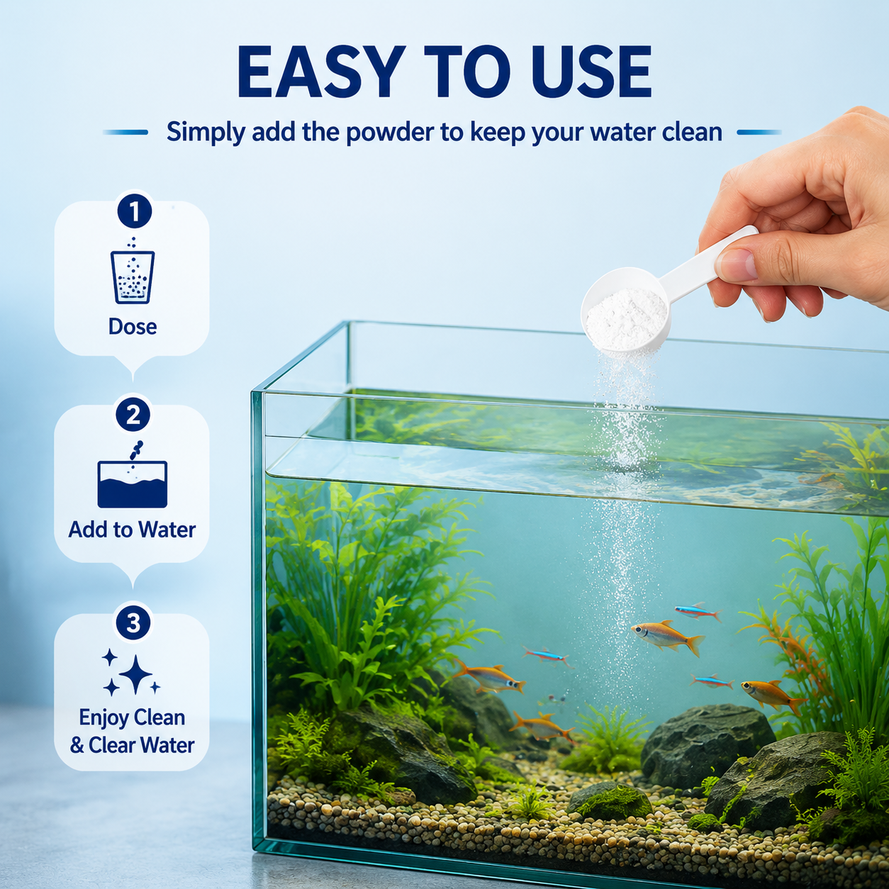 Crystal Clear Water Purifier Powder – Long-Lasting Care for Fish Tanks, Aquariums & Ponds
