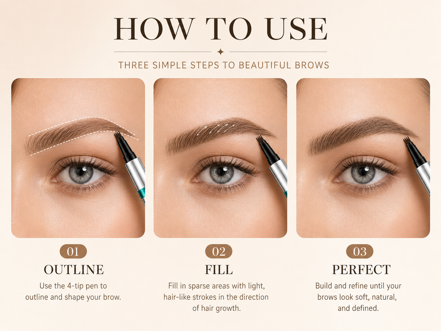 Velywhite 4-Tip Microblading Eyebrow Pen – Natural Hair-Like Brows That Last