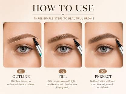 Velywhite 4-Tip Microblading Eyebrow Pen – Natural Hair-Like Brows That Last