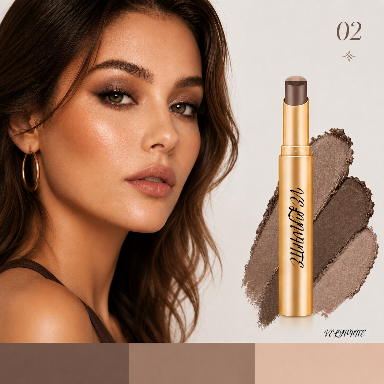 3-Color Eyeshadow Stick - One-Swipe Shimmer Glow For Effortless Eye Makeup