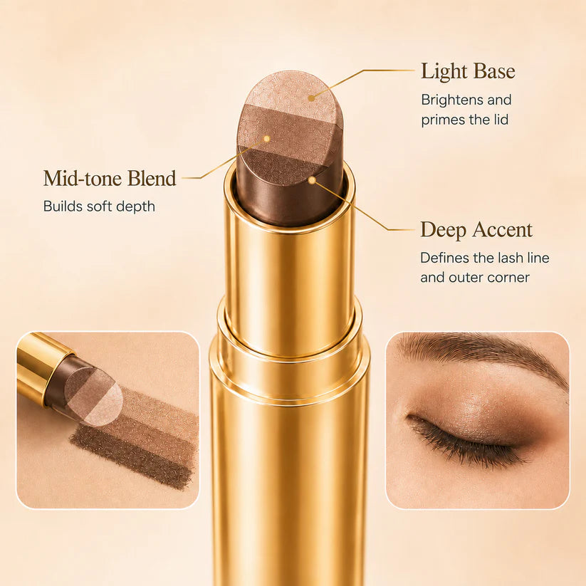 3-Color Eyeshadow Stick - One-Swipe Shimmer Glow For Effortless Eye Makeup