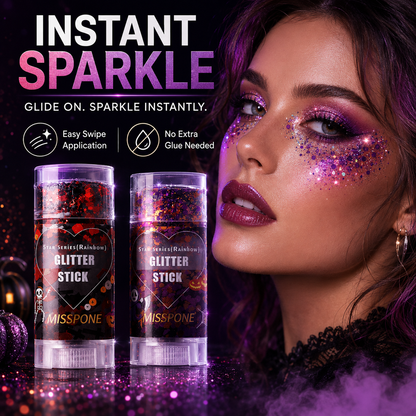 Misspone Halloween Glitter Stick for Face, Hair & Body – Easy Swipe-On Festival & Party Sparkle Makeup