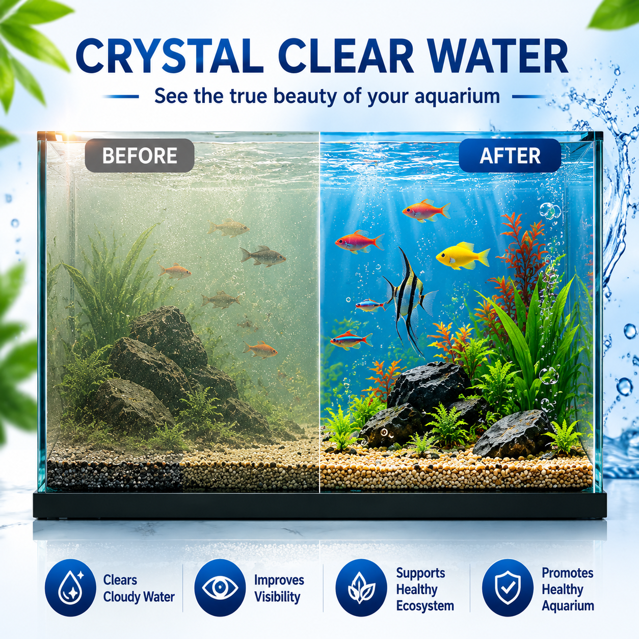 Crystal Clear Water Purifier Powder – Long-Lasting Care for Fish Tanks, Aquariums & Ponds