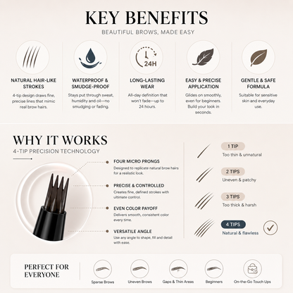 Velywhite 4-Tip Microblading Eyebrow Pen – Natural Hair-Like Brows That Last
