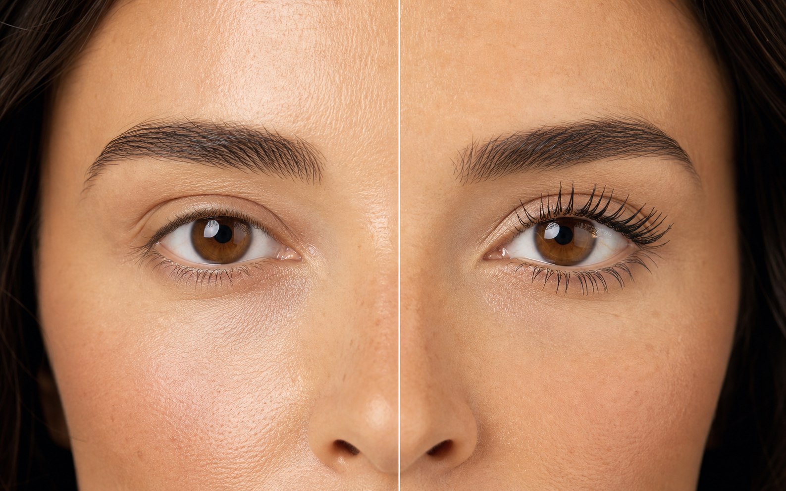 Before and after mascara result